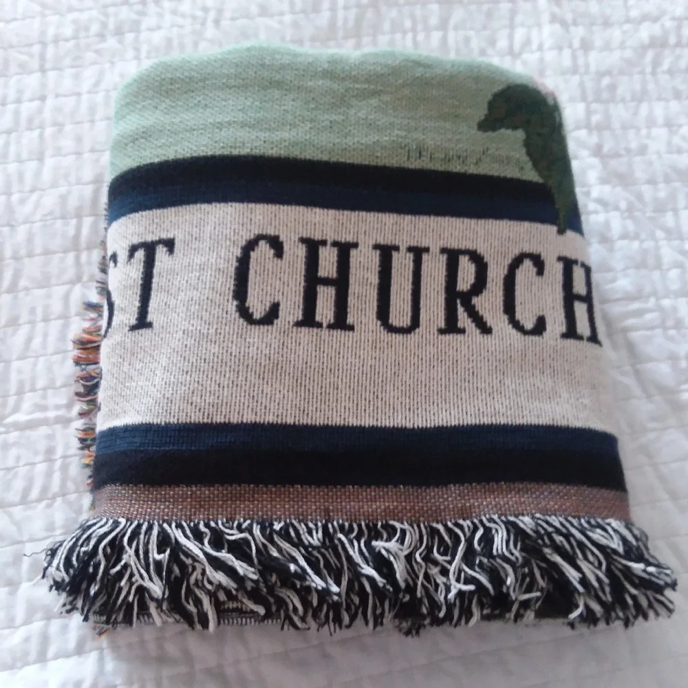 Holland's United Methodist‎ Church Tapestry Throw Blanket Established 1812 69x51